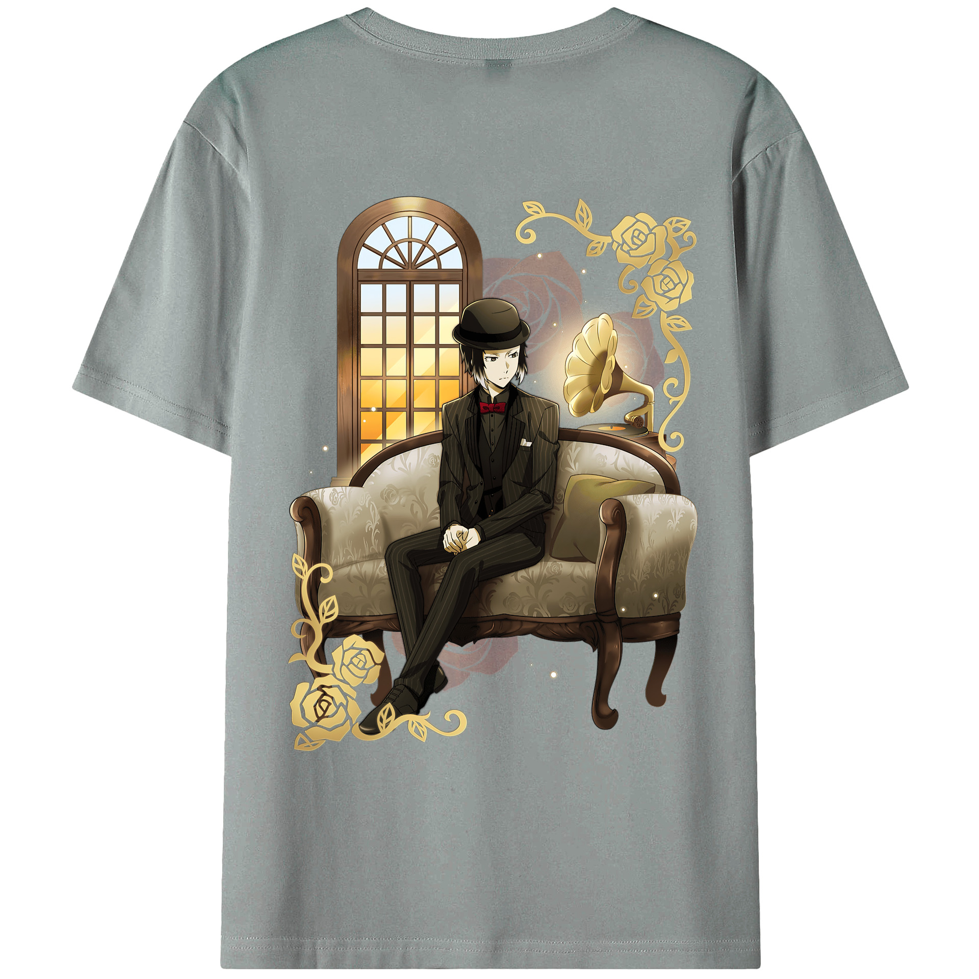 （画像用） 文豪ストレイドッグス Bungo Stray Dogs 綿100％ メンズ半袖Tシャツ（バックプリント） 通気性
